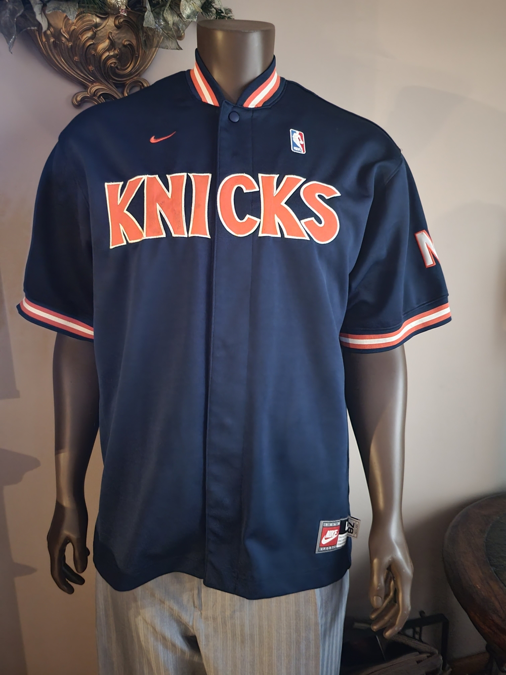 Nike New York Knicks Navy Short-Sleeve Button Jersey